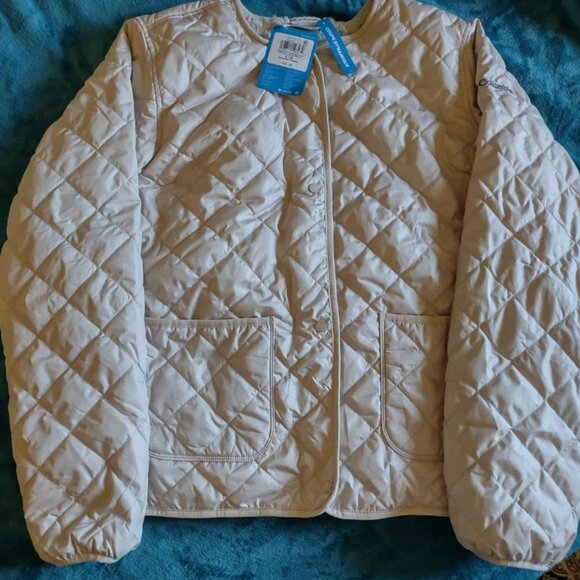 Columbia Women Beige Quilted Copper Crest Collarless Casual Jacket Lg WK 920 - Picture 4 of 7